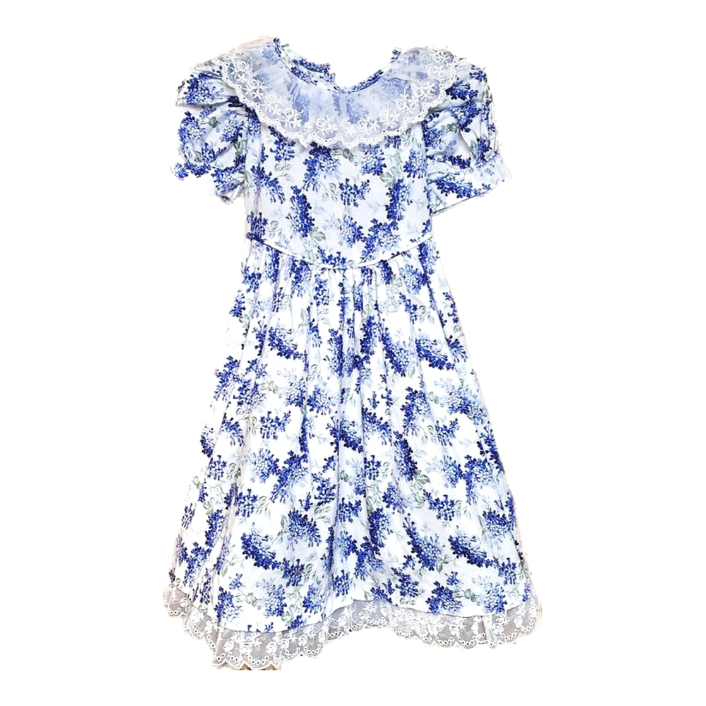 30) REBECCA RAGGS Gingham White Spring Floral Dress Vintage Sz. 2T